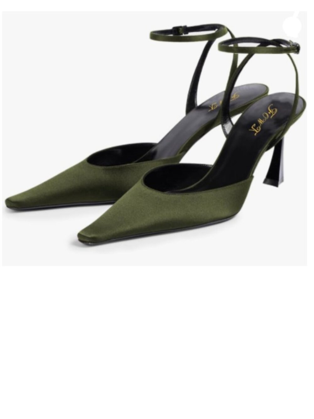 FOWT Olive Pointed Toe Satin Pumps Chic High Heel Ankle Strap Buckle Sandals